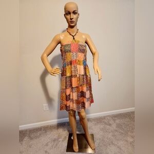 NWOT - Stylish American Rag Bohemian Halter Dress w/Beaded Neck Tie